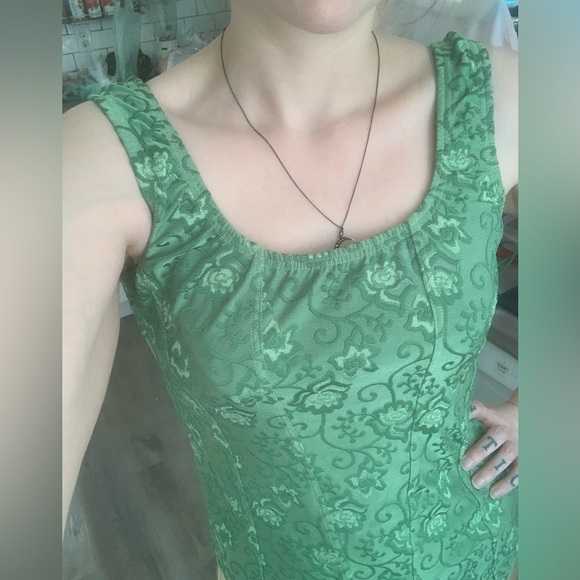 Arianne Tops - Arianne Cottagecore Renaissance Fairycore Whimsigoth Green Floral Top